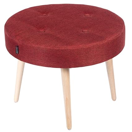 Decostyle PU Foam Gyra Stool with Solid Wood Legs for Living Room/Bed Room