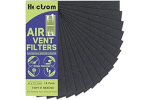 Air Vent Filter 4 x 12 Inch Activated Charcoal, Air Vent Floor Heater Carbon Pre-Filter Sheet 4x12 Inch Work for Home Air Purifier, Register, Ceiling 4" x 12" 14-Pack (Black) Hoctsom