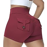 COFCAT Booty Shorts for Women Scrunch Butt Shorts with Pocket Cargo Workout Biker Gym Bottoms