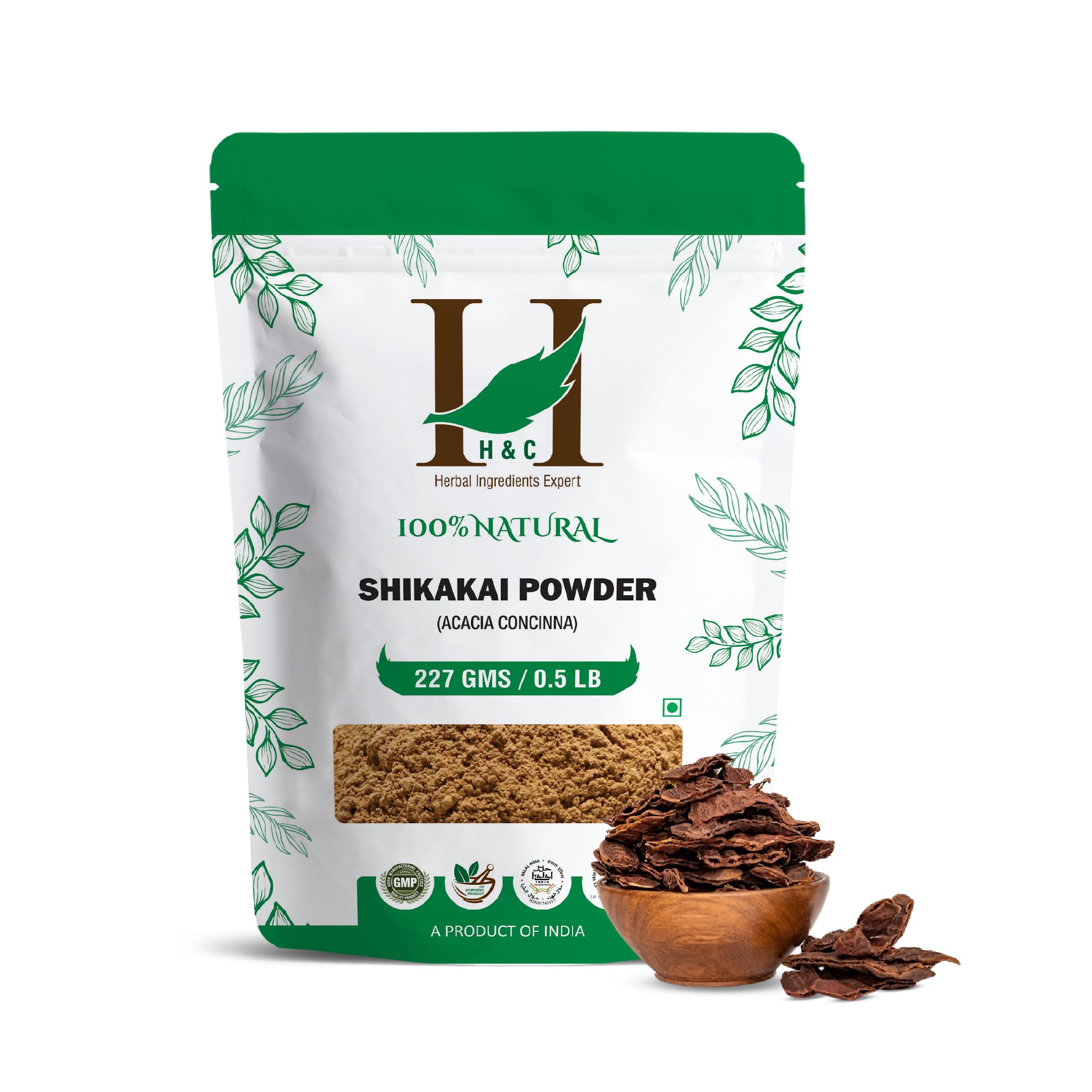 H&C 100% Natural Shikakai (Acacia Concinna) Powder - 227g / 0.5 LB / 08