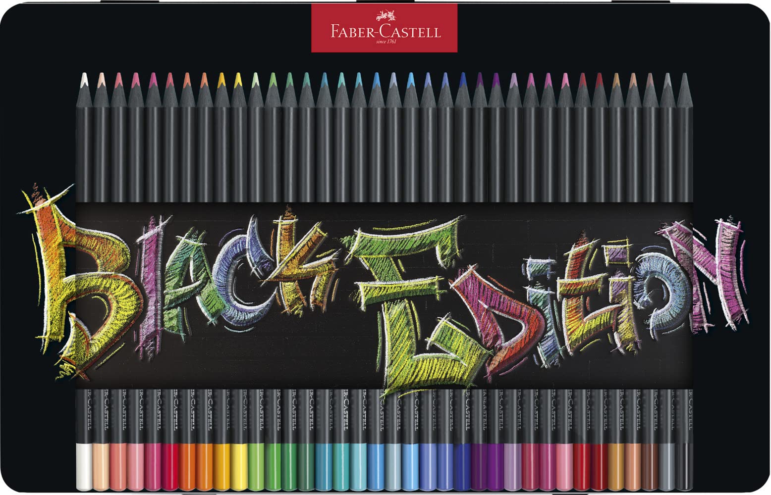 Faber-Castell Colouring Pencils Black Edition, tin of 36 tin of 12