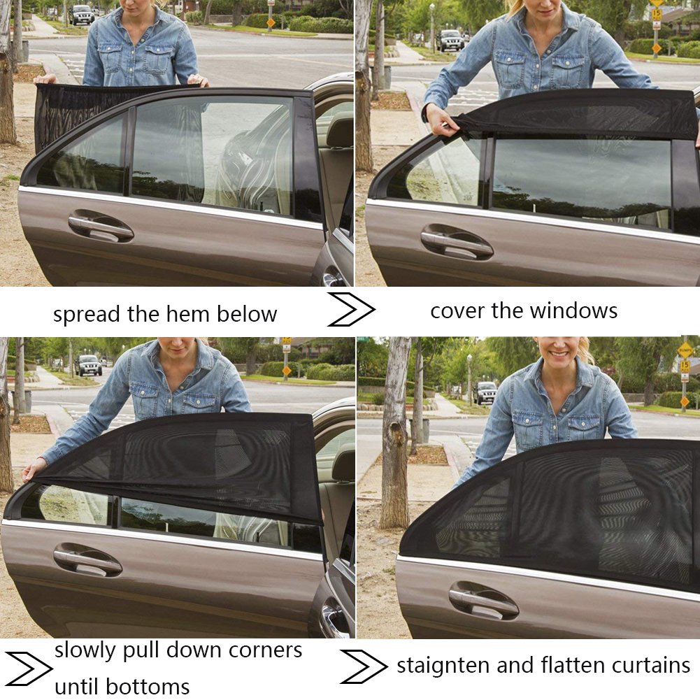 Litushome Fenetre De Voiture Soleil Nuances Parasol Voiture Nuances De Fenetre De Voiture Pour Fenetre Laterale Arriere Offre Une Protection Uv Maximale Pour Bebe Enfant Et Chien 126 52cm 2 Piece Pare Soleils Accessoires