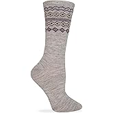 Wise Blend Fairisle Top Crew Socks, 1 Pair, Stone, Medium, Shoe Size W 6-9