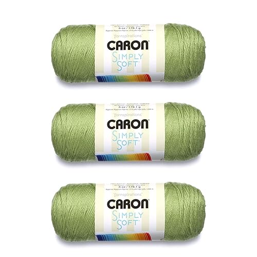 Caron Simply Soft Pistachio Yarn - 3 Pack of 170g/6oz - Acrylic - 4 Medium (Worsted) - 315 Yards - Knitting/Crochet