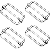 CRAFTMEMORE Triglide Slider 1 1/4", 1 1/2" Belt Keeper Movable Bar Slider Strap Adjuster Rectangle Strap Keeper Purse Making (1 1/2" x 10 pcs, Silver)