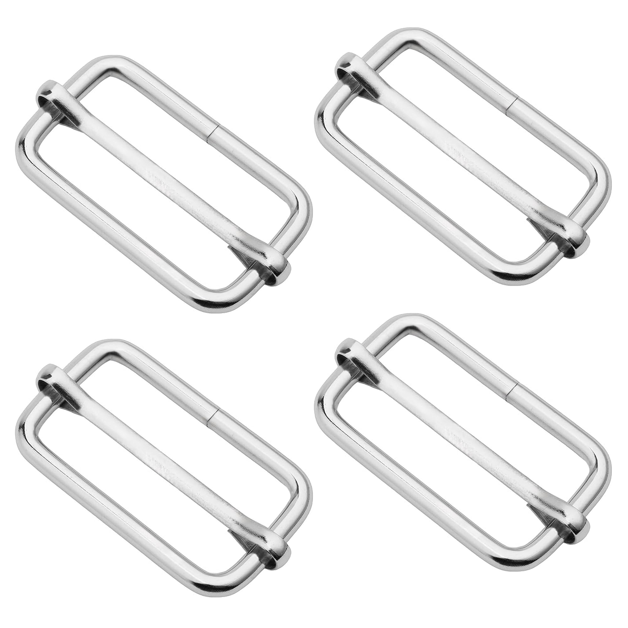 CRAFTMEMORE Triglide Slider 1 1/4", 1 1/2" Belt Keeper Movable Bar Slider Strap Adjuster Rectangle Strap Keeper Purse Making (1 1/2" x 10 pcs, Silver)