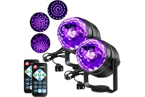 Litake Black Light for Glow Party, 6W UV LED Disco Ball Strobe Lights for Dark Party Supplies, Sound Activated with Remote Co