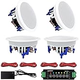 STUDIOFINIX 5.25 Inch Bluetooth Ceiling Speakers,600W Great for Home Theater, Living Room, Office,Kichten,Study Room,Basement,Covered Patio and Flush Mounts(4 Speakers)