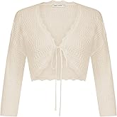 GRACE KARIN Women's 3/4 Sleeve Bolero Shrug Sweater 2026 Lightweight Open Front Cropped Cardigan Knit Shrugs for Dresses Ivory L
