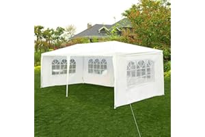 Tangkula Outdoor 10 x 20 Feet Canopy Tent, Party Wedding Tent with Removable Walls, Portable Canopy Shelter Gazebo Pavilion for Event, Backyard, White Tent w/Carry Bag (4 Sidewalls)