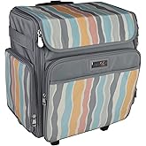 Everything Mary Rolling Scrapbook Tote – Grey Stripes Craft Bag with Wheels – Portable Storage Organizer for Scrapbooking, Papercraft & Art Supplies