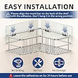 Menbyci 2 Pack Corner Shower Caddy with 8 Hooks Stainless Steel Adhesive Shelf view 7