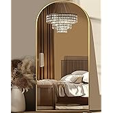 Antok Full Length Mirror, 68"x26" Floor Mirror, Arched Floor Standing Freestanding Arch Full Body Mirrors with Stand for Bedroom, Hanging Mounted for Living Room Cloakroom,Gold