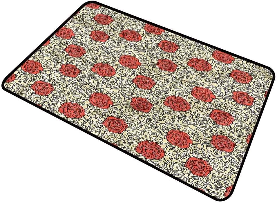 DESPKONHOME Rose, Floor Mat Romantic Flowerbed Art
