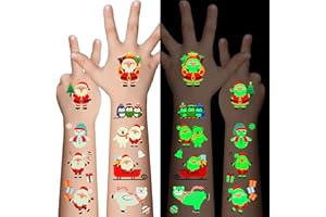 Awinmay Luminous Christmas Temporary Tattoos for Kids - 120 Pieces Christmas Glow in The Dark Tattoos Stickers for Boys and Girls,Christmas Party Favors for Kids Stocking Stuffers and Gifts 10 Sheets