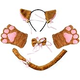 Beelittle Cat Cosplay Costume Accessories Kitten Ears Tail Collar Paws for Women Girl Halloween Dress Up