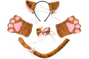 Beelittle Cat Cosplay Costume Accessories Kitten Ears Tail Collar Paws for Women Girl Halloween Dress Up