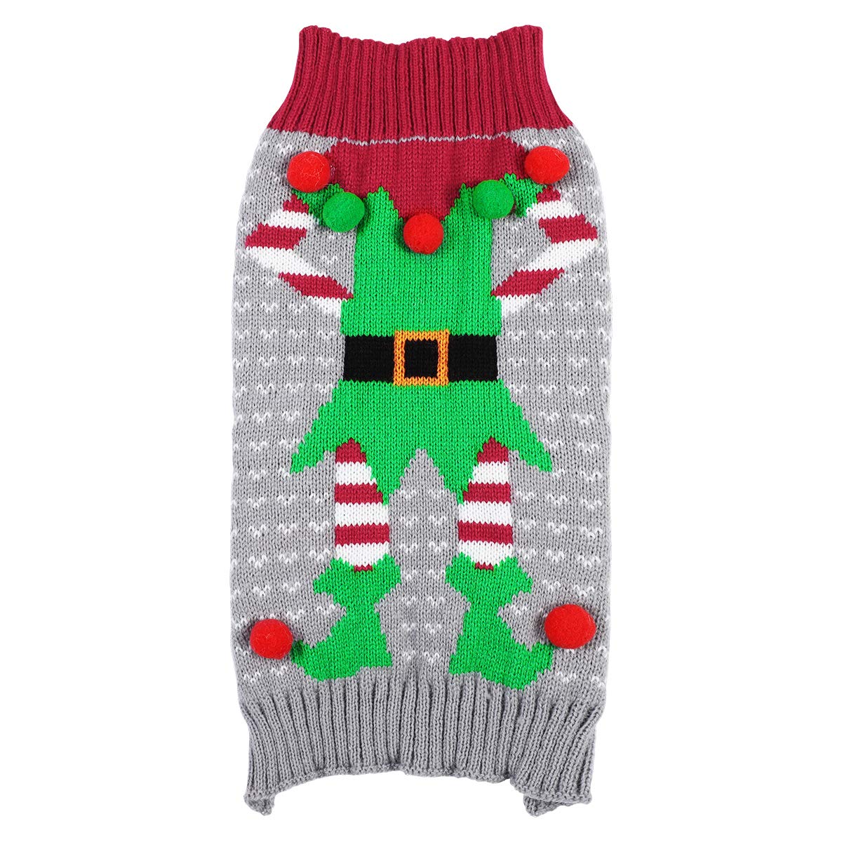 POPETPOP Pet Christmas Clothes Winter Dog Costume Clown Gray Sweater for Small Large Dogs Puppy Clothing Pet Sweaters Dog Clothes - Size