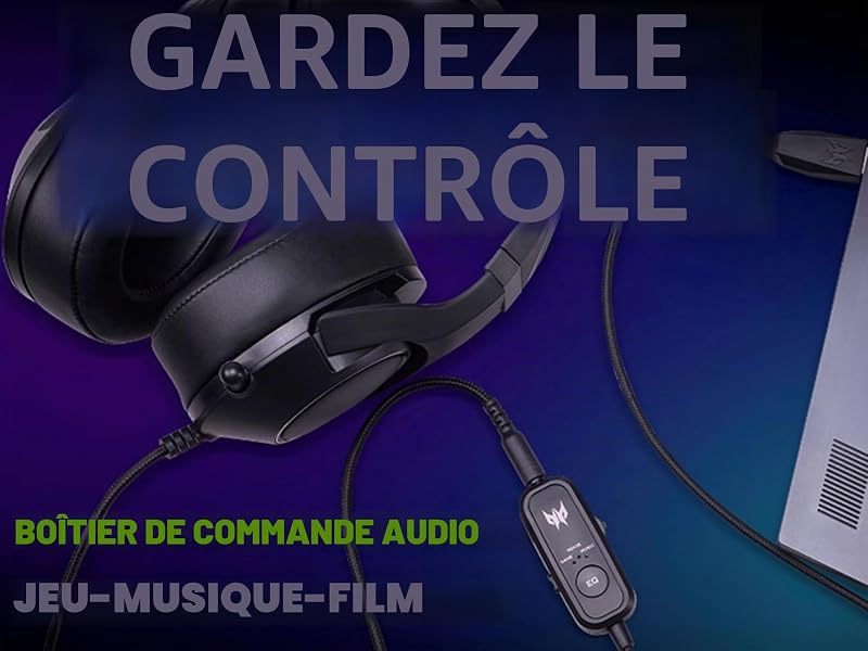 Predator Galea 350, Casque Gaming, avec Câble 3,5 mm Jack, Driver Audio 50 mm, Impédance 32 ohm, Puissance 20mW, Bande Réglable, Microphone Rétractable Unidirectionnel, Contrôle du Volume, Noir