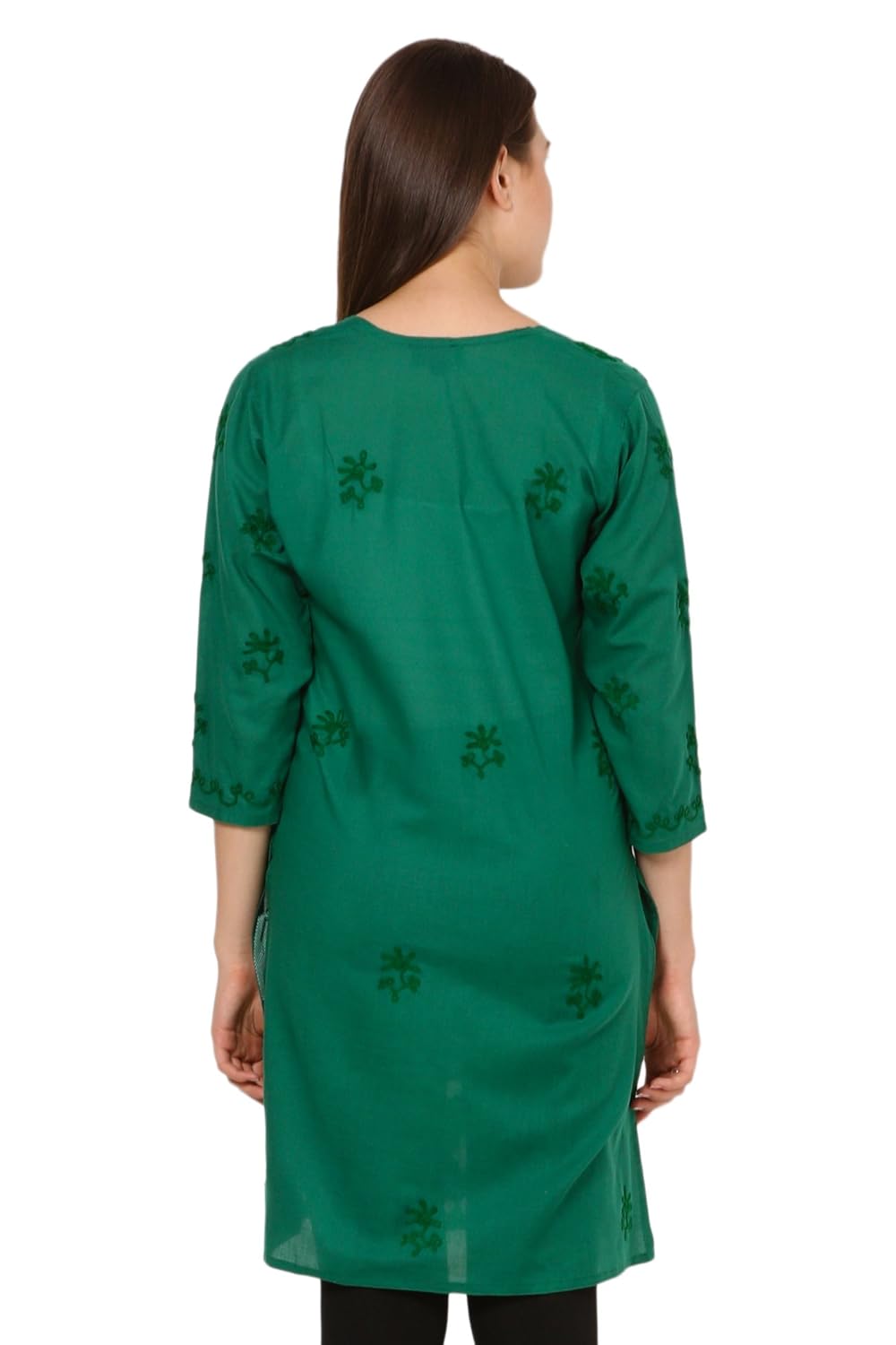 saadgi women's cotton handcrafted network and aari embroidered lucknowi chikan kurta