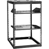 VEVOR 16U Open Frame Network Rack, 23 in Depth, Wall Mounted or Floor Standing Server Rack, Heavy Duty 4 Post, with Vented Sh