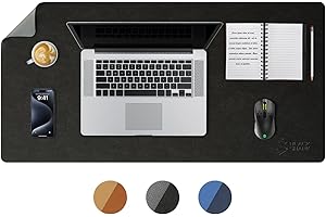 Black Shark Non-Slip Leather Desk Pad, Keyboard Gaming Mouse Mat (31.4" x 15.7" x 0.12"), Large Desk Cover, Waterproof Writing Pad, Suitable for Office Desks, Home Desks - Manta P9 Black