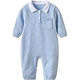 Auro Mesa Baby Infant Boy Girl Peter Pan Collar Knit Sweater Romper Outfit Clothes One-Piece Coverall Baby Clothing Jumpsuit