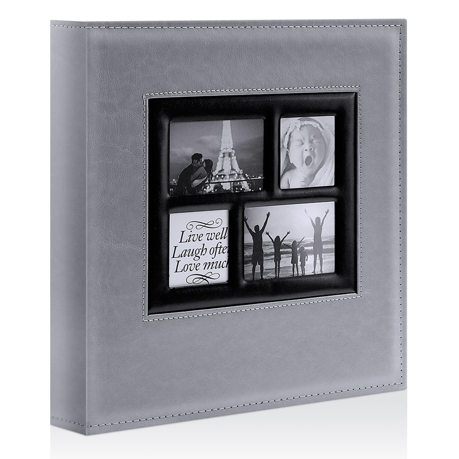 Ywlake Photo Album 10 x 15 1000 Extra Large XXL Leather Slip-in Album for Portrait and Landscape Photos Pictures Grey