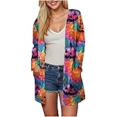 Halloween Cardigan for Women 2025 Pumpkin Print Tunic Shirt Spooky Season Lightweight Long Sleeve Cardigans