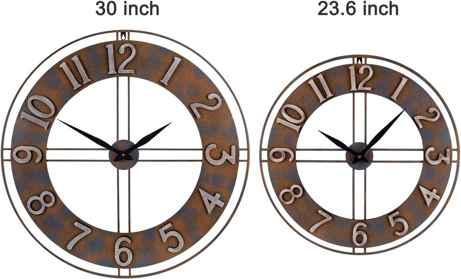 Old Oak 30-Inch Large Metal Decorative Rusty Wall Clock with Arabic Numerals, XL - Image 4