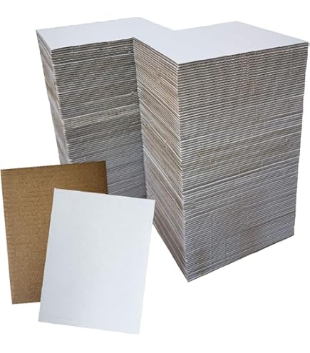 Carton Corrugado Golden State Art, Paquete De 50 Hojas De Cartón Corrugado De 8 X 8 Pulgadas, Almohadillas De Cartón Plano Para Embalaje, Correo O Manualidades (1/8 Pulgadas De Grosor, Blanco De Un Carton Pluma