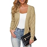 Plusashion Women's Cardigan Sweaters Lightweight Open Front Long Sleeve Hollow Out (S-2X)