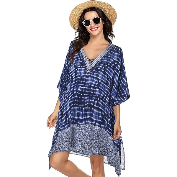 Tunuique Poncho Kaftan Court Femme Floral - Taille Plus Boho Pour Plage - Neuf Sans étiquettes