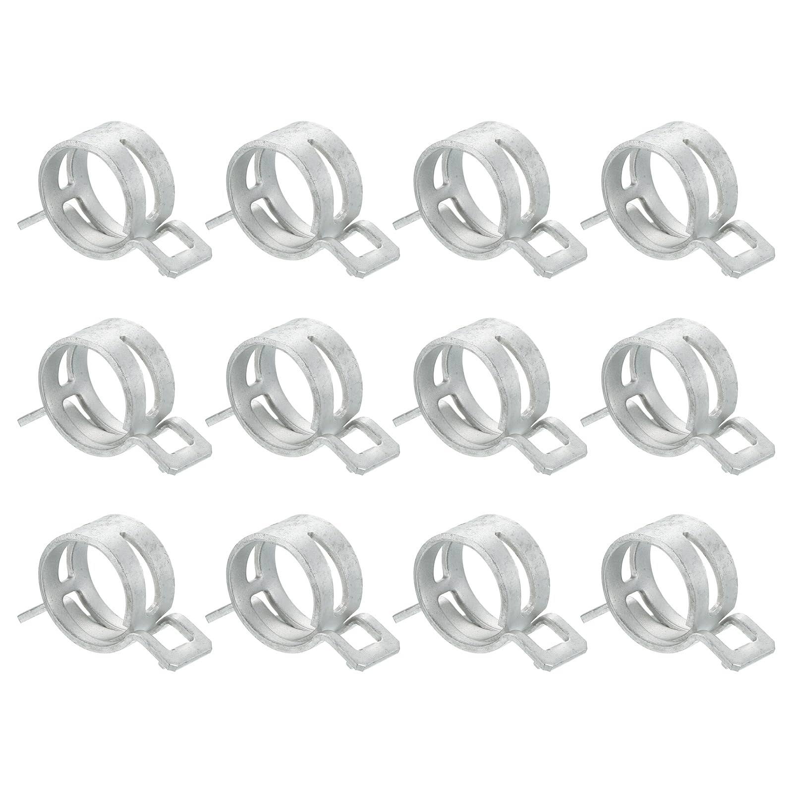 Sourcingmap 12Pcs Spring Band Type Action Fuel/Silicone Vacuum Hose Pipe Clamp, 22mm Low-Pressure Air Spring Hose Clip Clamp for Automotive Oil Pipe Water Pipe, Silver