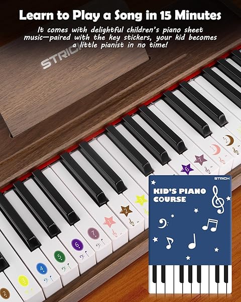 STRICH 37 KEYS KIDS PIANO KEYBOARD, MINI DIGITAL PIANO FOR KIDS, VOLUME ADJUSTABLE, MUSIC BOOK, WOOD PIANO FOR 3+ GIRLS AND BOYS, WALNUT COLOR, SEK-37