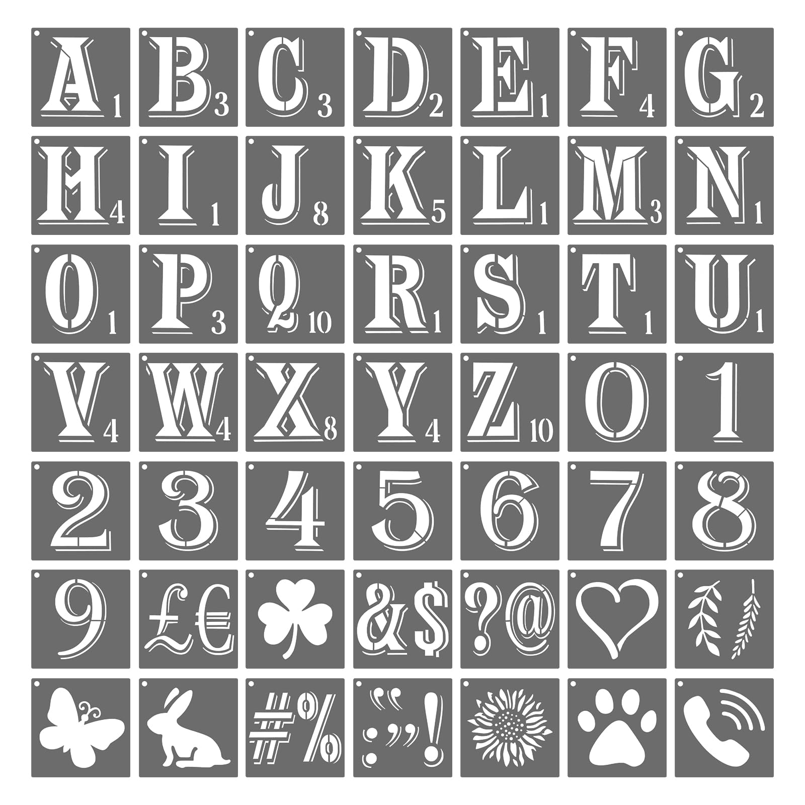 PATIKIL 6 Inch Plastic Large Letter and Number Stencils, 49 Pcs Reusable Alphabet Stencils for Painting Spraying on Wall, Wood, Fabric