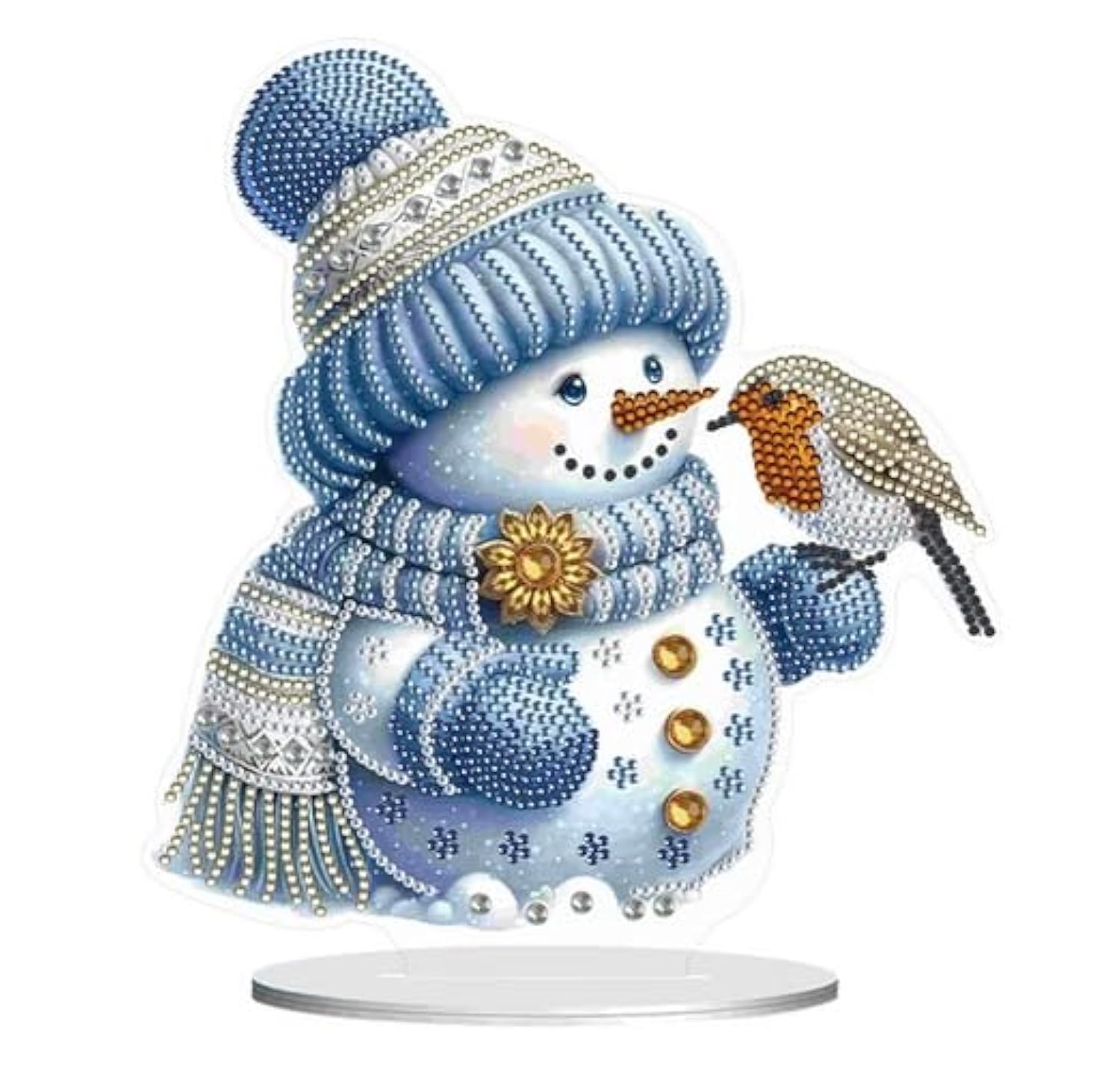 Syntego 5D DIY Diamond Painting Kit I Snowman and Robin Crystal Rhinestone Table Top Decoration I Acrylic Holiday Craft Set for Christmas, Gifting & Home Décor I for Adults & Beginners I Easy to Use