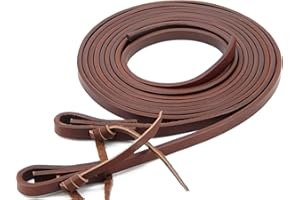 Jeereal Extra Heavy Harness Split Reins, Heavy Oil Weighted,Broken in,Supple Leather Reins, 1/2" x 7' (Brown)