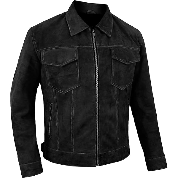 Men's Retro Brown 100% Goat Suede Leather rHarington Biker Jacket