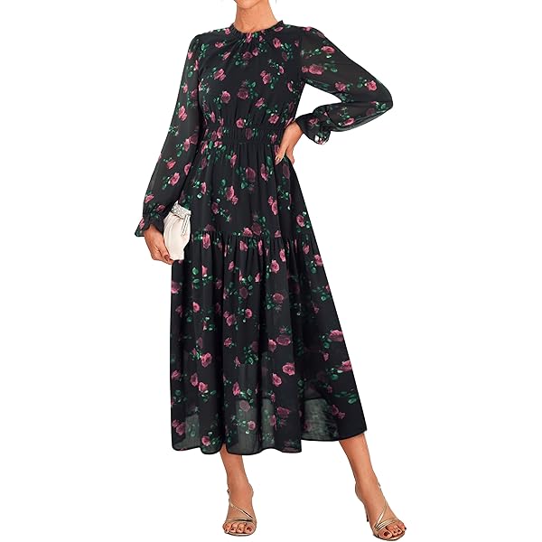 long sleeve whire dress Elmont Long Sleeve Maxi Dress