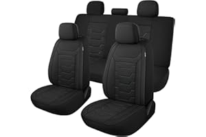 CAROMOP Breathable Car Seat Covers Full Seats,3D Air Mesh Cloth Seat Covers for Cars, Split Bench Compatible Car Interior Covers, Universal Fit Most Car Sedan Truck SUV(Black)