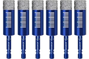 Larouoba Black 6 PCS 5/8 inch Dry Diamond Drill Bits Set, 16mm Diamond Core Drill Bits for Tile Ceramic Marble Porcelain Ston