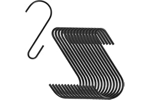 Simfree S Hooks,S Hooks for hanging,Steel Hanging S Hooks,Heavy Duty S Hanger Hook,Stainless Steel Metal Hangers for Kitchen,Work Shop,Bathroom,Garden (Black-30PCS)