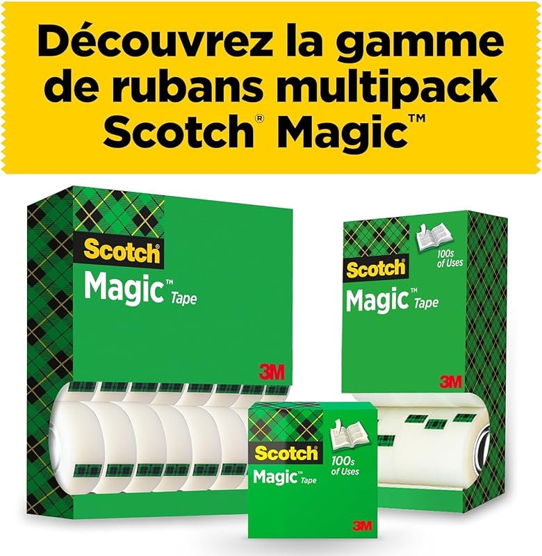 Magic Ruban Adhésif Invisible, Pack Éco, 8 Rouleaux, 19 mm x 33 m