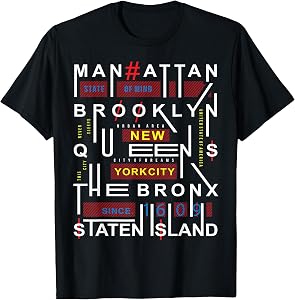 New York City Big Apple Bronx Queens Manhattan Staten Island T-Shirt