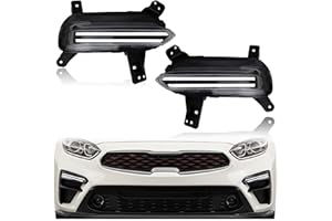 KEEGTBOX Switchback White/Amber LED DRL Front Fog Lamp Daytime Running Light Sequential Flash Turn Signal Feature Compatible with KIA Forte Sedan 2019 2020 2021 Accessories
