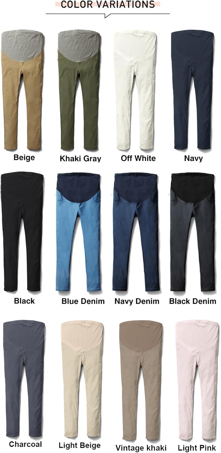 Sweet Mommy Maternity Over Bump Stretch Colored Ankle Length Skinny Pants Work Office Casual at  Women’s Clothing store