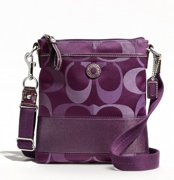 Coach Signature Stripe 3 Color Signature Swingpack Dark Purple: Handbags: Amazon.com