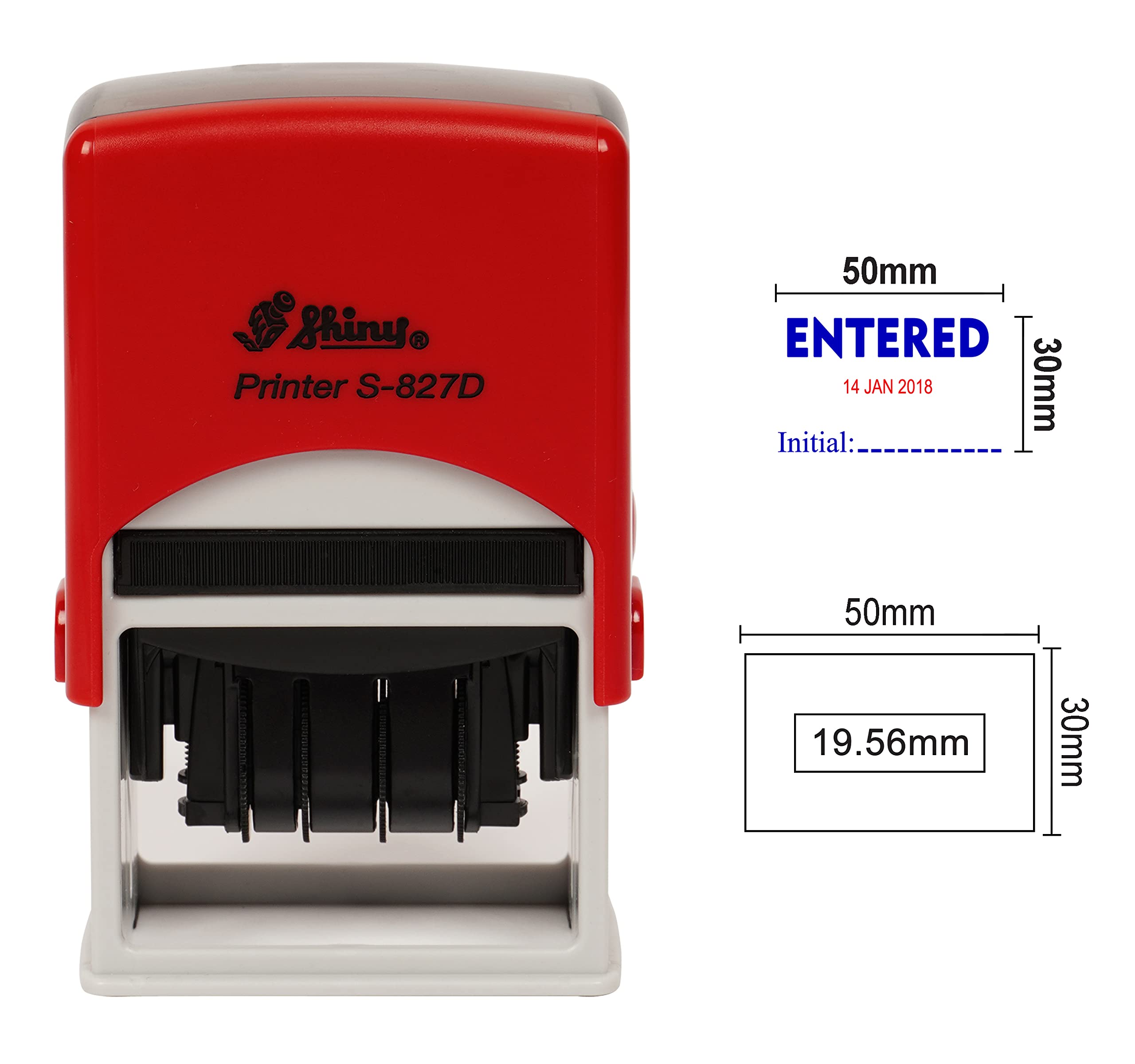 Shiny Date Stamp Self Inking with Entered & Initial Text Ofiice Stationery Rubber Stamper S-827D