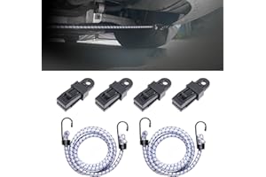 icykale 6 Pack Car Tie-down Strap Kit for Tents Car Covers Luggage, 5Ft x 0.31In Anti-lost Design, Windproof Waterproof Durable Vehicle Elastic Cord, Universal Car Cover Protector (White)